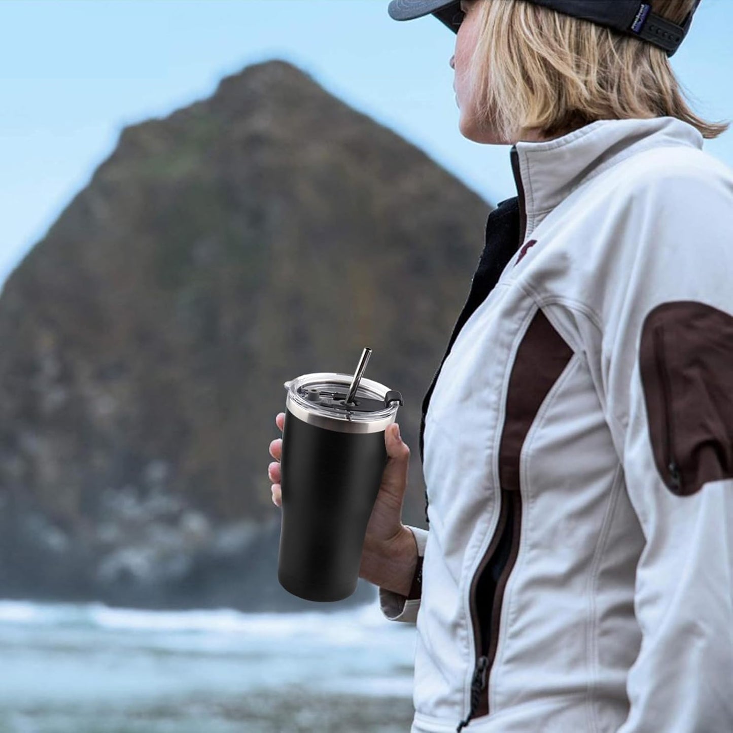 25 Pack 30oz Stainless Steel Tumblers Bulk Reusable Travel Mugs with Lid, Double Wall Powder Coated Coffe Cup for Home, Office, Outdoor Suitable for Vehicle Cup Holders Black