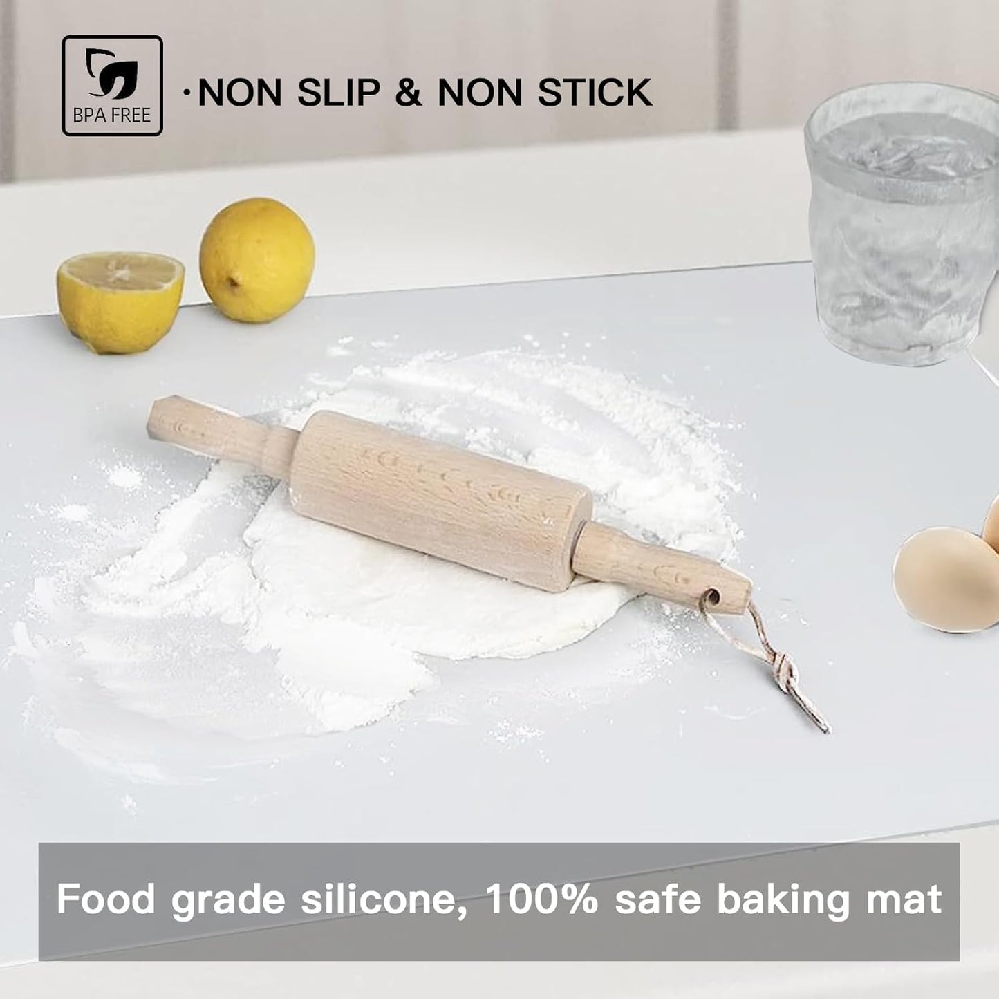 Silicone Mats for Kitchen Counter, 47.3"x23.6"x0.08" Largest Heat Resistant Mat Kitchen Island Waterproof 2MM Thick Countertop Protector Mat Nons-slip Extra Large Counter Mat (Beige Gray)