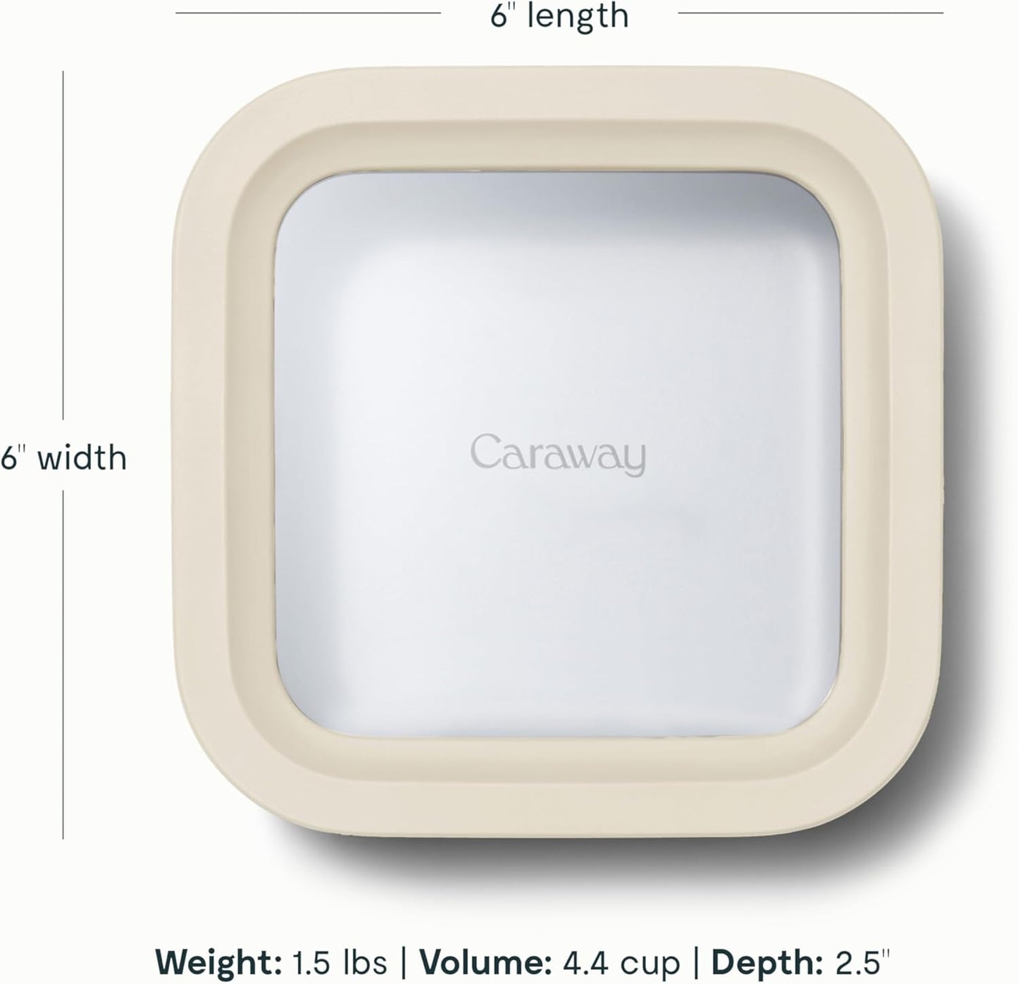 Caraway Glass 4.4 Cup Food Container - Ceramic Coated for Nonstick Storage with Glass Lids - Dishwasher, Oven & Microwave Safe