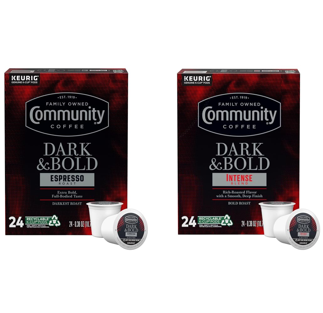 Community Coffee Dark & Bold Variety 48 Count Keurig K-Cup Coffee Pods, Extra Dark Roast, 48 Count (Pack of 1)