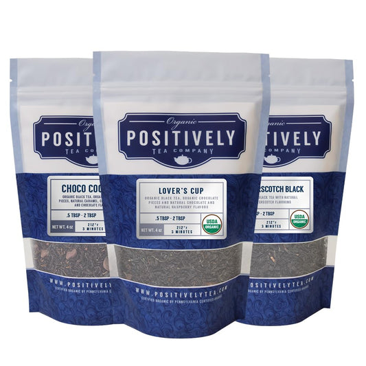 Organic Positively Tea Company, Dessert Tea Sampler, Loose Leaf, 4 Ounce, 3 Pack