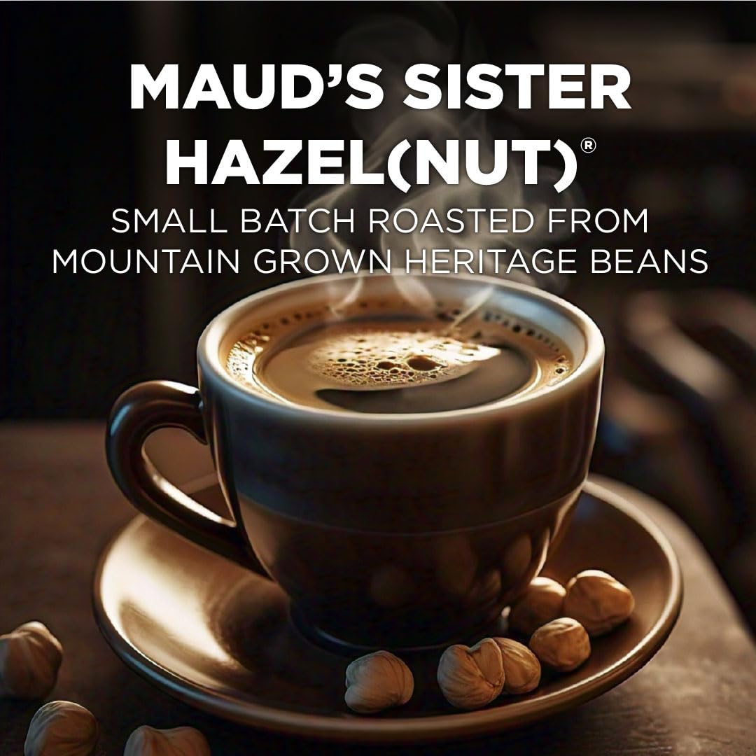 Maud's Sweet Hazelnut Flavored Coffee Pods, 18 ct, Medium Roast Flavored Coffee in Recyclable Single Serve Pods – 100% Arabica Beans, Compatible with Keurig K Cups Maker