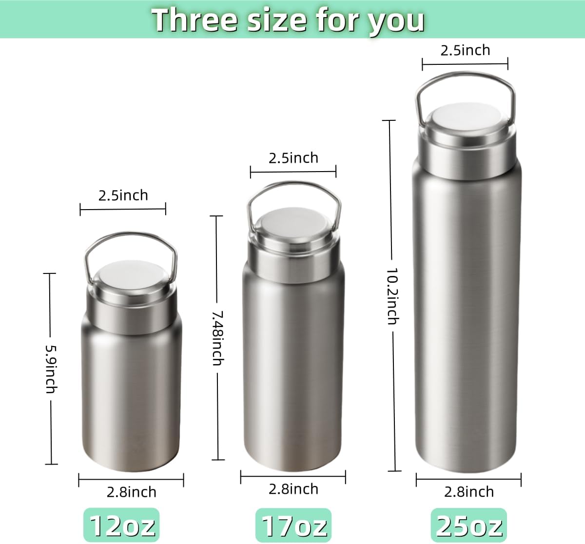 Vacuum Insulated Stainless Steel Water Bottle with Tea Infuser - Wide Mouth,BPA-Free, Leak- Proof,Keeps Cold 24H/ Hot 12H- Ideal for Travel,Office, Gym (17oz)