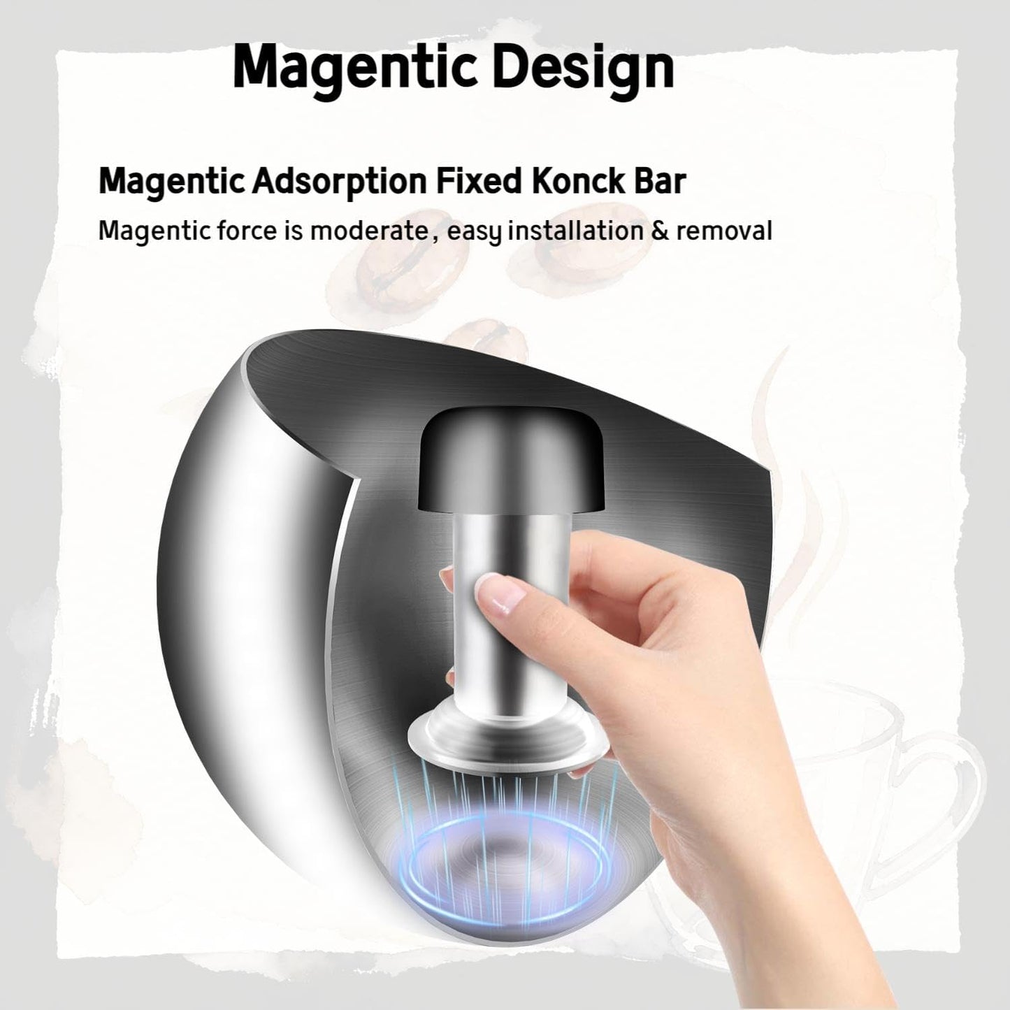 Espresso knock box –Stainless Steel,Coffee Knock box –Magnetic Base Removable Vertical Knock Bar,Knock Box with Shock-Absorbing and Non-Slip Base,Espresso Machine Accessories