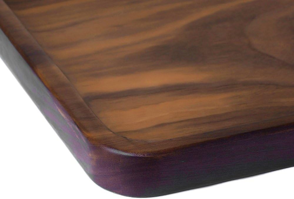 Rustic Walnut Wooden Tray Solid Wood Serving Tray Square Rectangle Platter Tea Tray Coffee Table Tray (Rectangle Large (13x9x0.8inch))