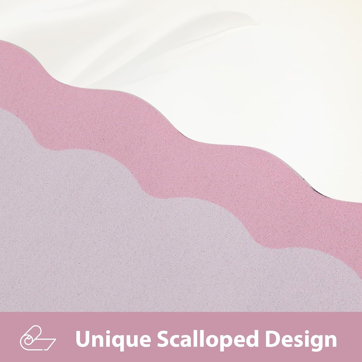 Scalloped Coffee Bar Mat for Countertop, Cute Dish Drying Mats for Kitchen Counter, Diatomite Absorbent Mat for Coffee Station, Kitchen Aesthetic Decor (12"x19", Pink)
