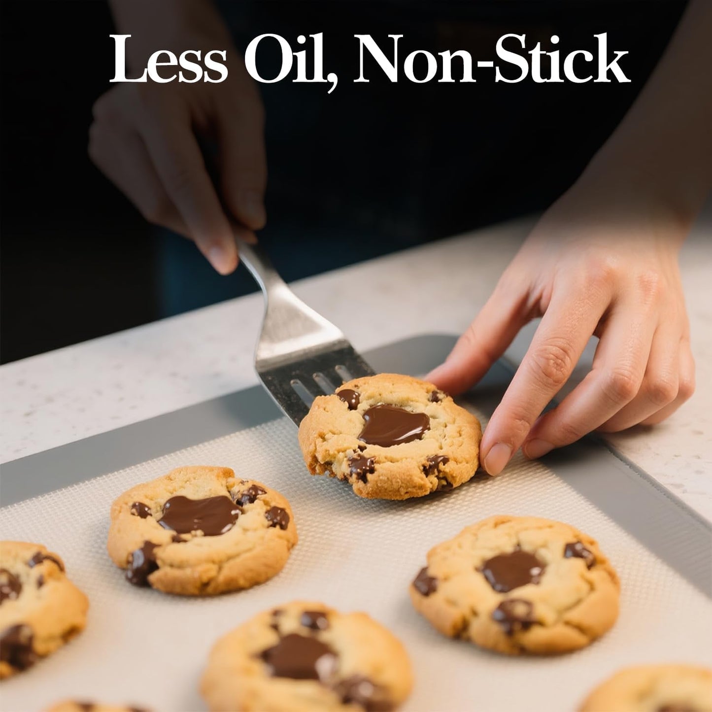 4 Pack Silicone Baking Mat, Non-Stick Silicone Baking Sheet, Food Safe, 480℉ Heat Resistant, 2 Half & 2 Quarter (Grey)