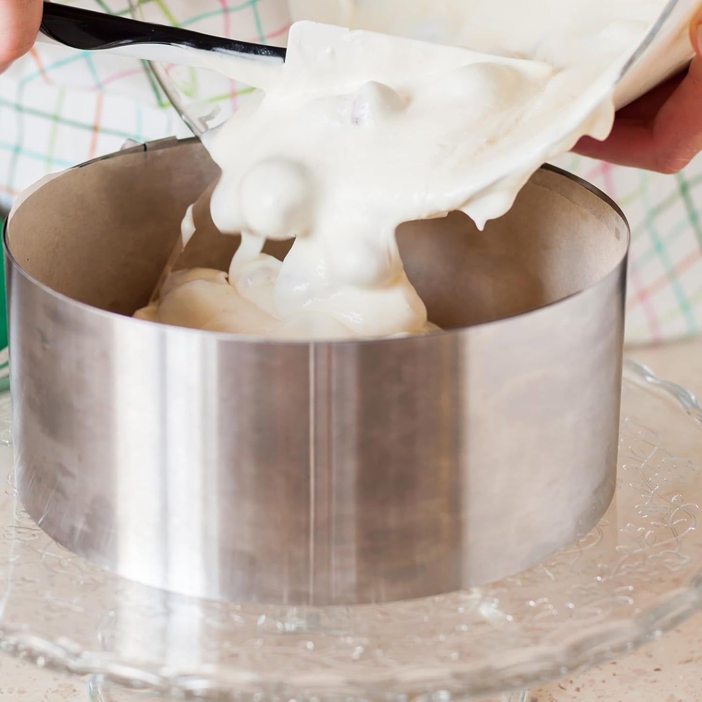 HARFINGTON Round Cake Ring 12 x 2 Inch Seamless Stainless Steel Pastry Mousse Dessert Ring Mirror Coating for Baking Cooking Making Tool