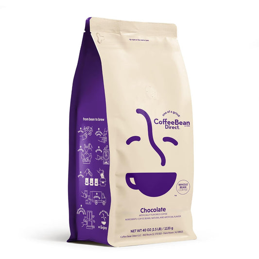 Coffee Bean Direct Chocolate Flavored, Whole Bean Coffee, 2.5 Pound Bag
