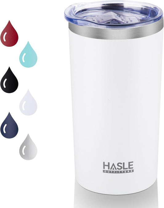 HASLE OUTFITTERS 12 oz Skinny Tumbler, Stainless Steel Insulated Slim Tumbler with Lid, Reusable Double Wall Travel Coffee Mug, Durable Powder Coated Travel Water Cup(White,1)