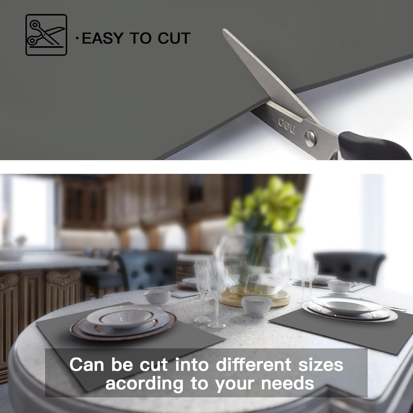 Largest Silicone Mats for Kitchen Counter, 120" x 24" Extra Large Heat Resistant Counter Mat, Kitchen Island Waterproof Thicken Non-slip Countertop Protector Mat, Multipurpose Mats, Black