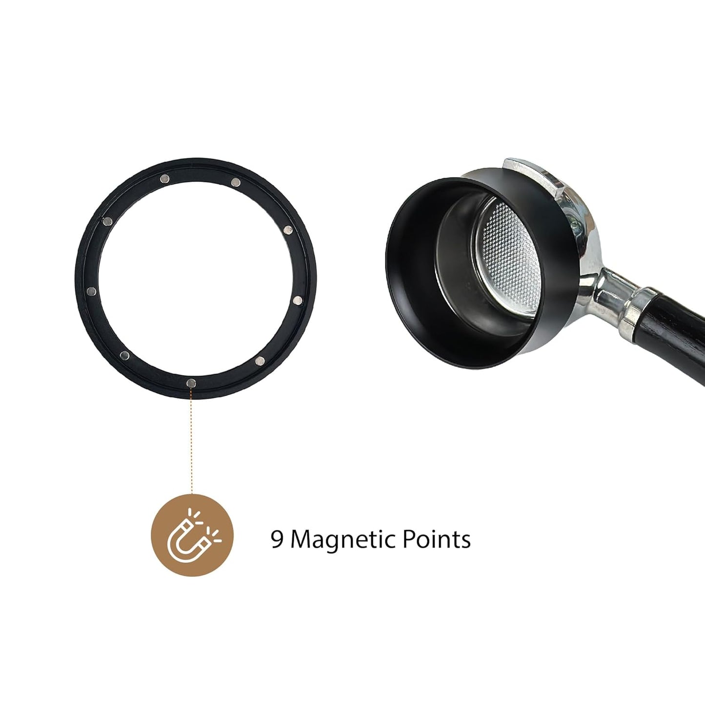 58mm Magnetic Dosing Funnel - Espresso Coffee Dosing Ring - Anodized Aluminum with 9 Magnetized Steel Compatible with 58mm Portafilter (Tall)