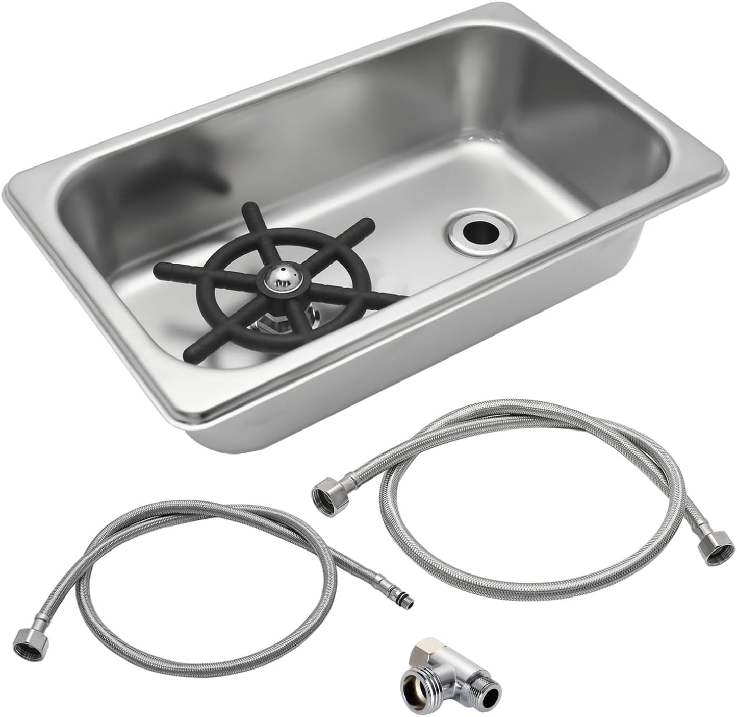 DIBTSA Pitcher Rinser, Automatic Glass Cup Washer, Stainless Steel Coffee Milk Tea Cup Cleaner Sink, for Home Kitchen Hotel Bar Restaurant (10.4x6.4x2.6 Inch)