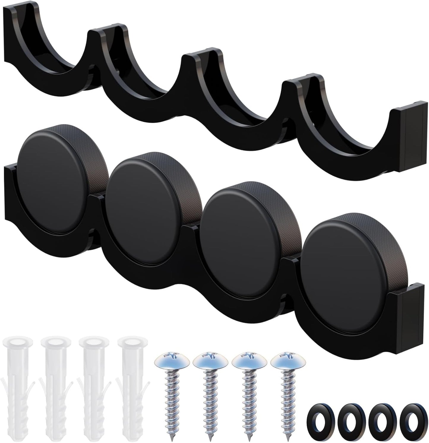 Cosmos 2 Pcs Hockey Puck Display Case Acrylic Hockey Puck Holder for 4 Pucks, Wall Mount Ice Hockey Puck Display Shelf Storage Rack for Collecting Pucks and Room Decoration, 14.6 x 2.2 x 1 in (Black)