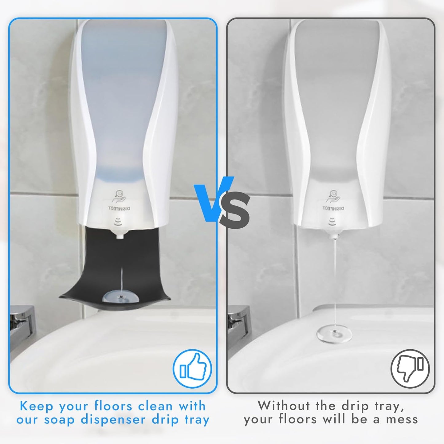 2PCS Dispenser Drip Tray Wall Mount Soap Dispenser Bracket,Laundry Detergent Drip Catcher Prevent Dripping and Spraying, Easy to Clean(Black