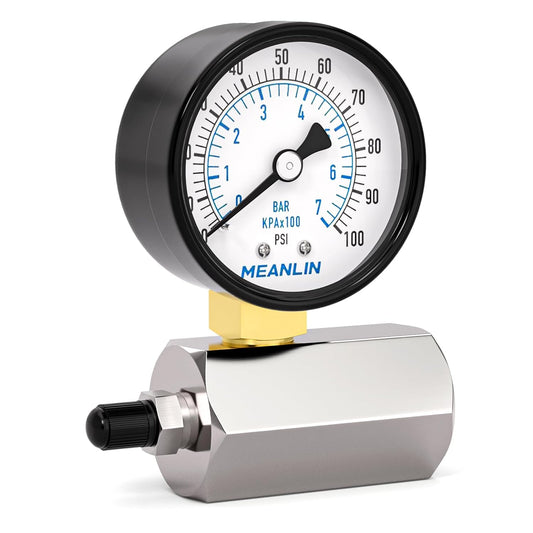 MEANLIN MEASURE 0-100Psi 2" Steel Double Graduated Air Test Pressure gauges, 3/4" FNPT Connection, -3-2-3% Accuracy
