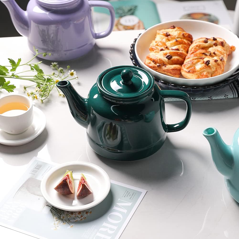 Sweejar 35 oz Porcelain Tea Pot, Teapot with Removable 18/8 Stainless Steel Infuser, Microwave & Dishwasher Safe Tea Maker, Tea Infuser Pots for Blooming loose Leaf Tea,Chrismas Women Gift (Jade)