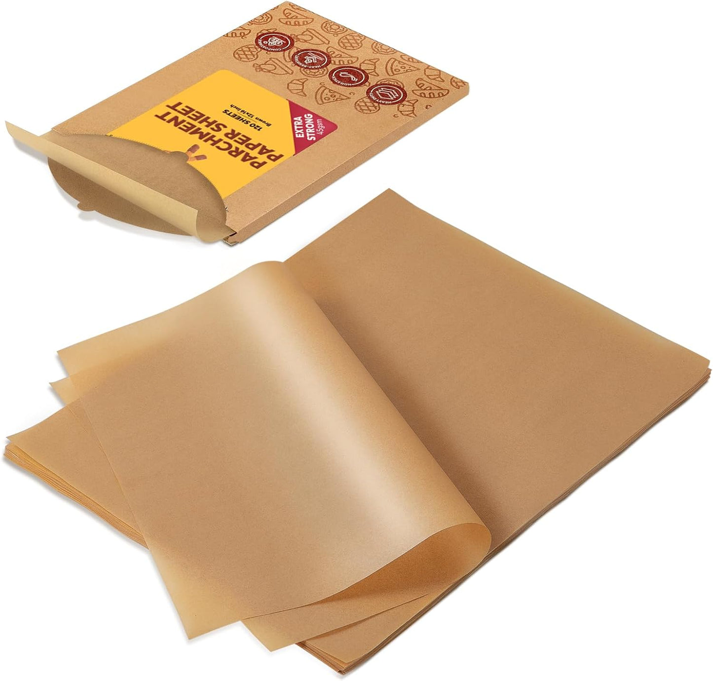 Katbite Unbleached Parchment Paper Baking Sheets, 120Pcs 12x16 Inch Precut Parchment Paper for Baking, Heavy Duty & Non-stick, Half Sheet Paper for Baking, Cooking, Steaming, Oven Paper