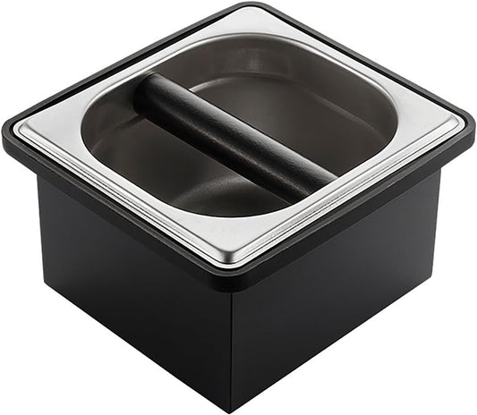 Coffee Knock Box, Espresso Knock Box Coffee Bin Barista Accessories Coffee Machine Accessories, Stainless Steel Small Coffee Knock Box Container with Silicone Knock Bar and Non Slip Base