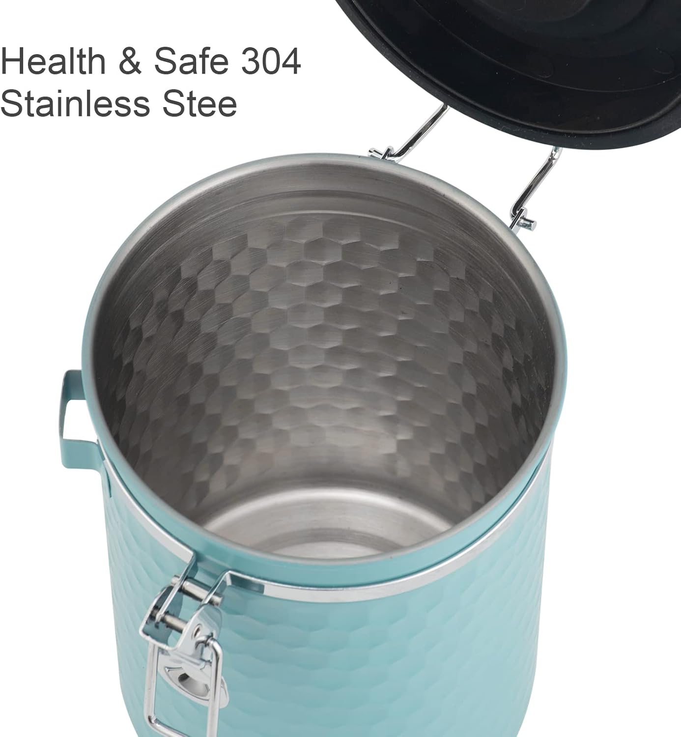 TEDSWAIT Coffee Canisters Airtight Coffee Bean Storage Container Kitchen Stainless Steel Food Storage Container with Scoop Date Tracker & CO2 Valve 61Fl Oz (Lake Blue)