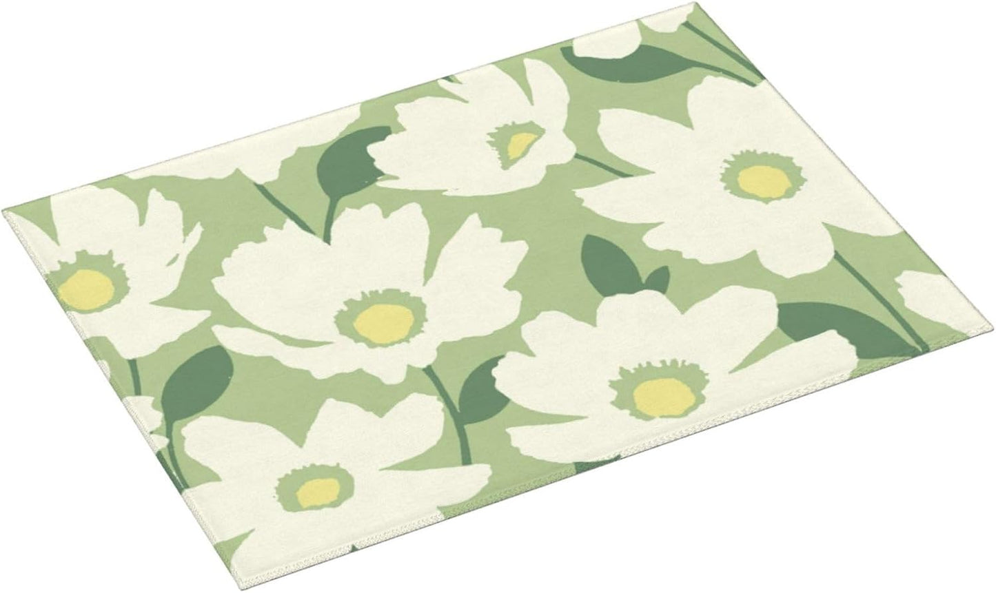 Large Dish Drying Mats For Kitchen Counter Microfiber Kitchen Drying Mat XL Draining Pad Absorbent Quick Drying Dish Mat 18x24 Inch - Flowers