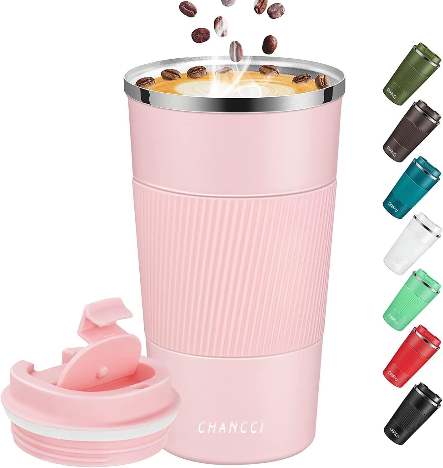 Travel Coffee Mug Spill Proof Leakproof 16 oz Insulated Coffee Mug with Screw Lid, Stainless Steel Vacuum Tumbler Reusable Thermal Coffee Cup to go for Hot and Cold Drinks -510ml,Pink