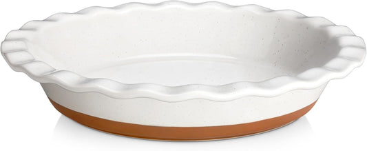 MALACASA Ceramic Pie Pan for Baking - 9 Inch Quiche Baking Dish Nonstick Pie Plate, Deep Dish Scratch-Resistant Pie Pan for Apple Pie Pot Pie, Series TARA