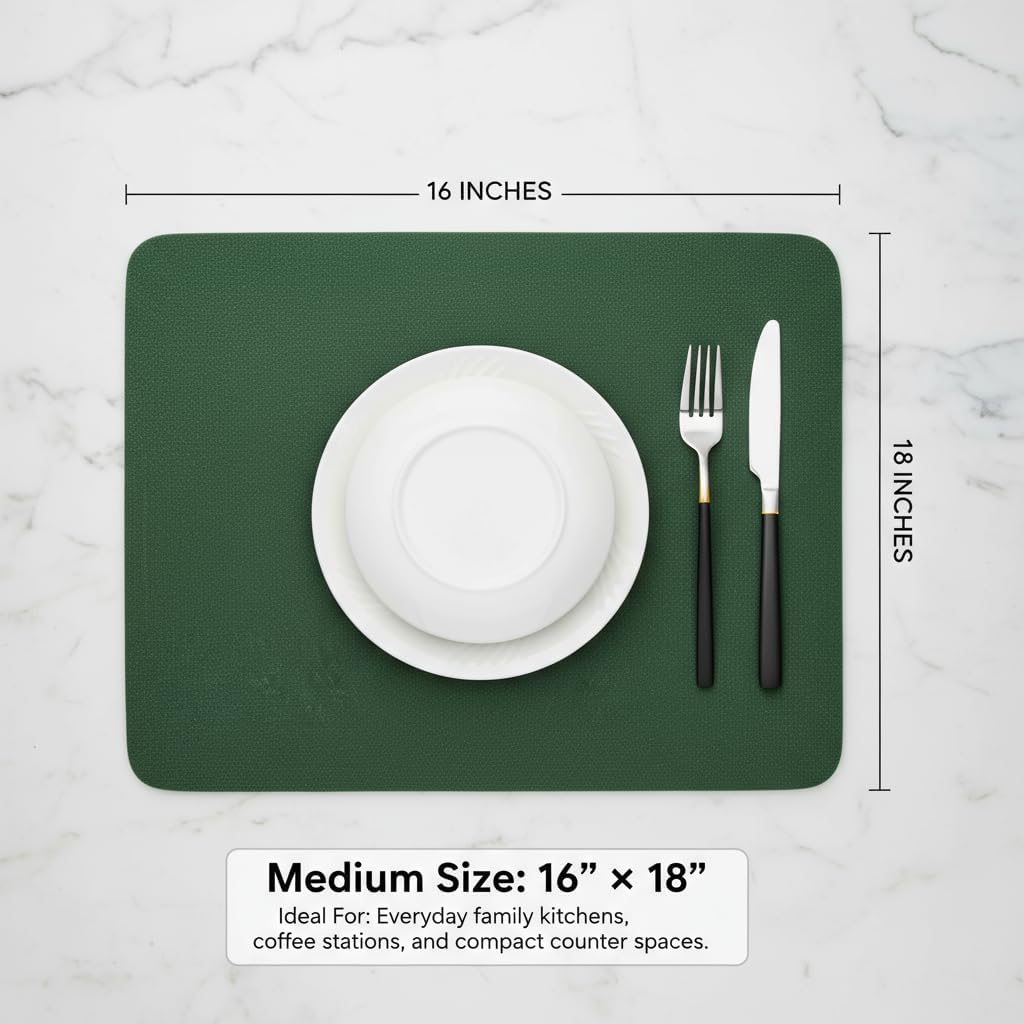 Dish Drying Mat Super Absorbent – 16" x 18" Coffee Mat for Countertops – Non-Slip Drying Mat for Kitchen Counter – Easy to Clean Water Absorbent Mat – Large Dish Drying Mats (Brown)