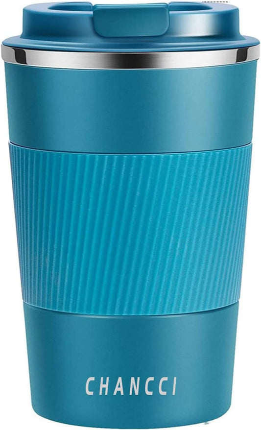 Travel Coffee Mug Spill Proof Leakproof 12 oz Insulated Coffee Mug with Screw Lid, Stainless Steel Vacuum Tumbler Reusable Thermal Coffee Cup to go for Hot and Cold Drinks -380ml,Blue