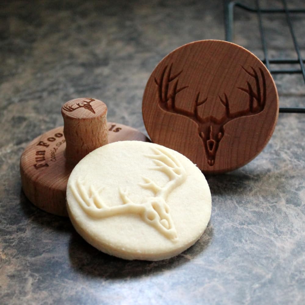 Wood Cookie Stamp, 2.5 Inch (Buck Skull CS-090)