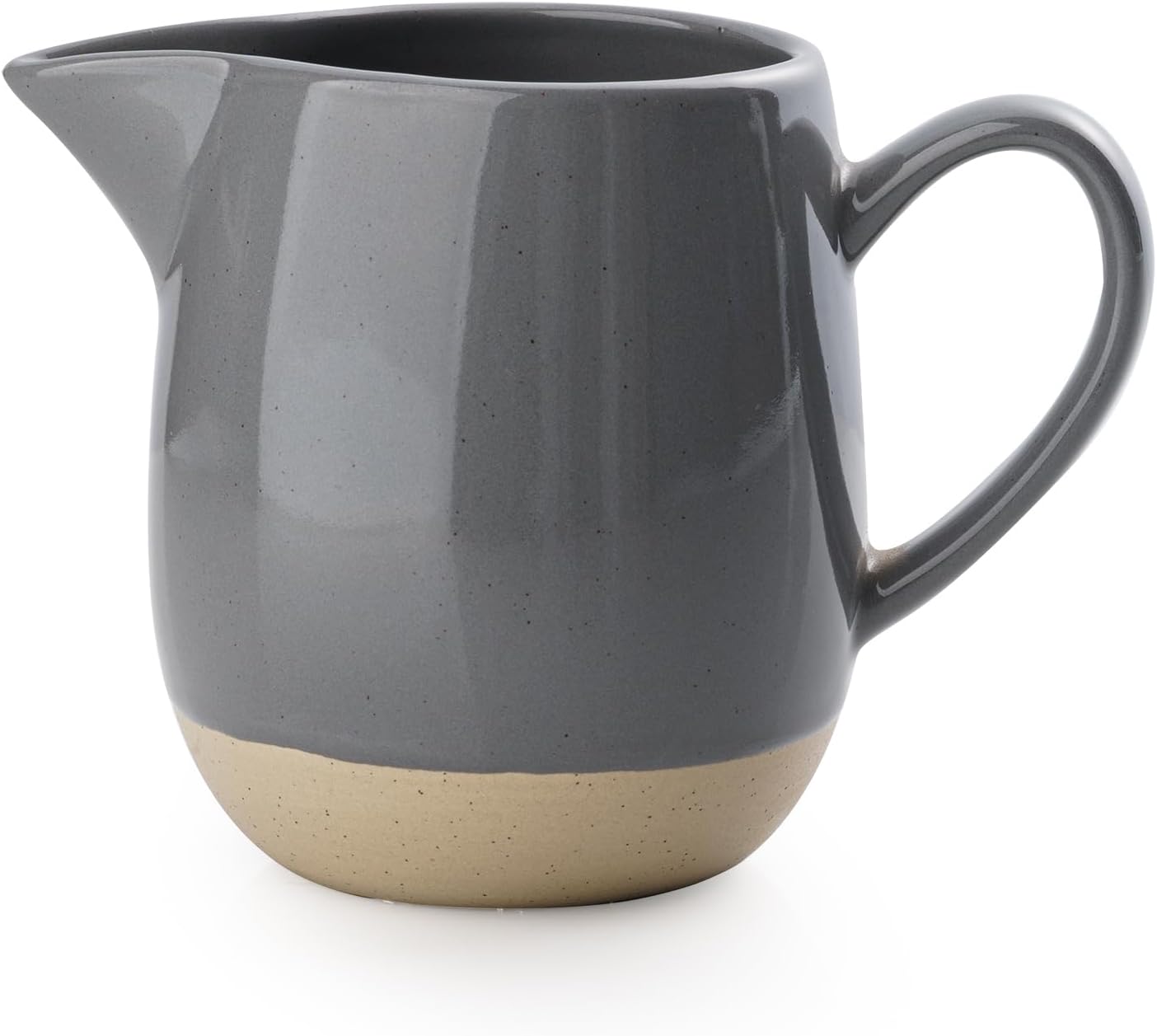 famiware Milkyway 13oz Creamer with Handle, Ceramic Coffee/Milk/Sauce/Serving/Salad Pitcher Jug, Stoneware Maple/Syrup Dispenser, Milk Frother Cup, Microwave and Dishwasher Safe, Dark Gray