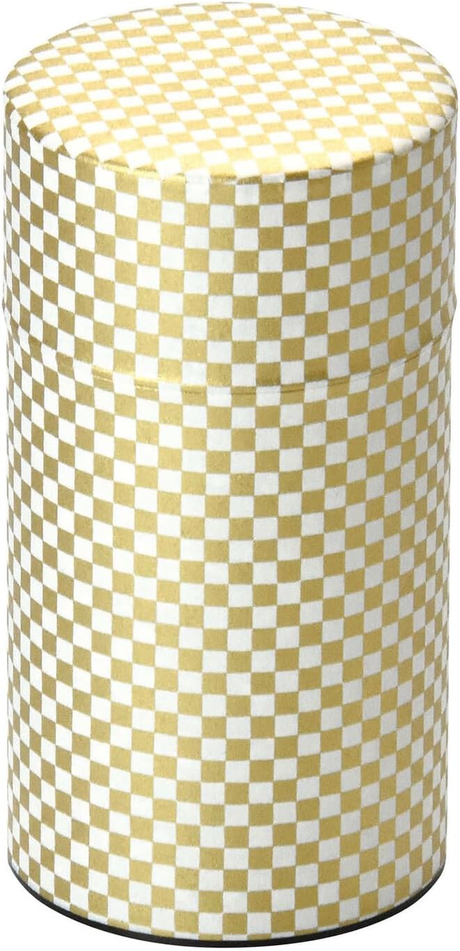 Japanese Pokkan Coffee Spice Tea Tin Canister Washi Paper Storage with Lid 7.05 oz Capacity (Kenran Ichimatsu)