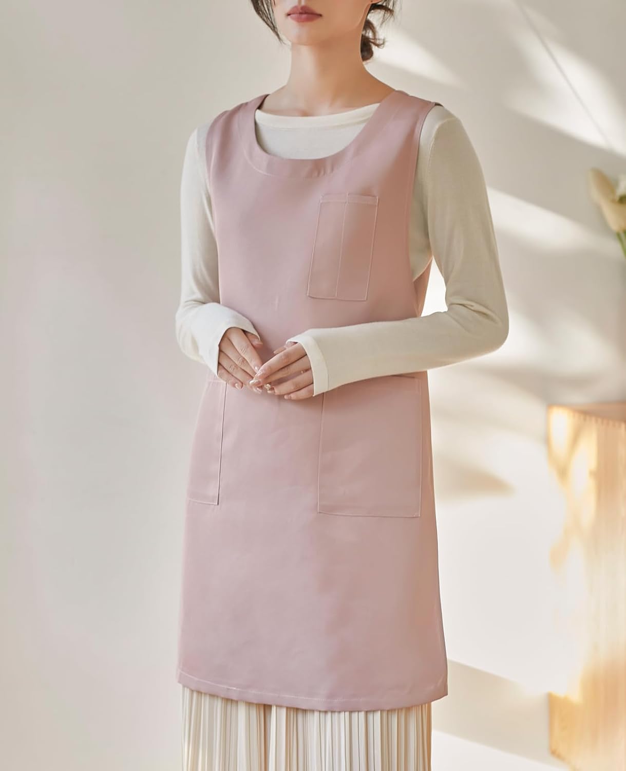 Women Cobbler Apron Japanese Style Aprons with 3 Pockets for Work Chef Kitchen