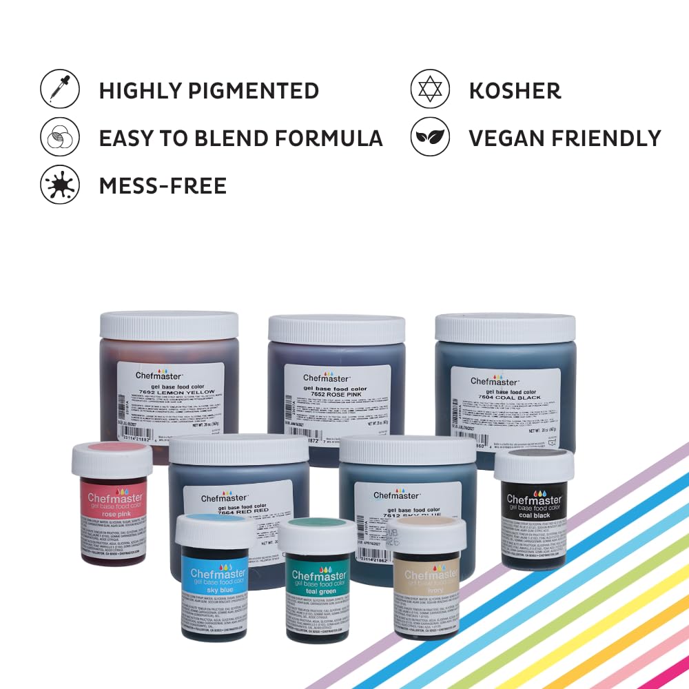 Chefmaster Teal Green Gel Food Coloring | Vibrant Color | Professional-Grade Dye for Icing, Frosting, Fondant | Baking & Decorating | Fade-Resistant | Easy-to-Use | Made in USA | 1 oz