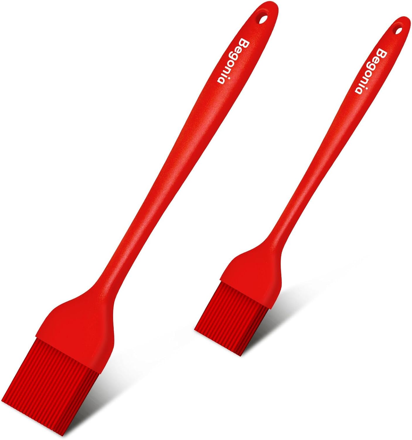 Begonia Silicone Basting Pastry Brush-2pcs Heat Resistant Cooking Brush for Oil, Sauce, Butter, BBQ, Grill and Marinade, BPA Free, Dishwasher Safe （Red）