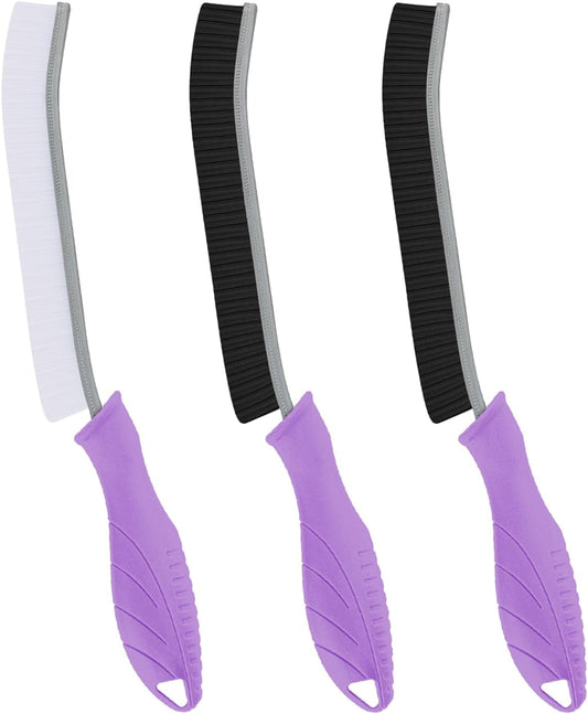 Hard Bristle Crevice Cleaning Brush-Thin Gap Scrub Brush, Small Cleaning Brush, Grout Brush, Kitchen Brush, Cleaning Tools for Toilet, Bathroom, Sink, Home, Household, Window (3, Purple)