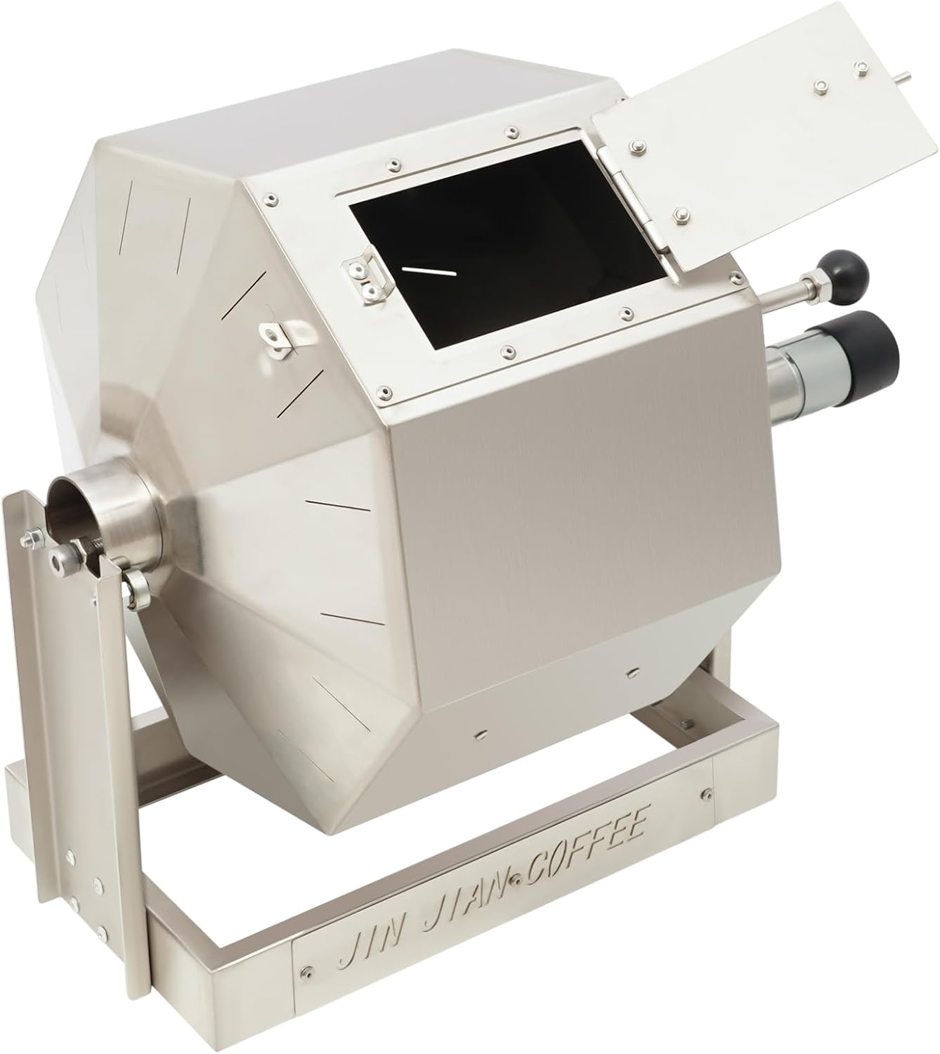 14.5L Coffee Roaster, Stainless Steel Electric Coffee Bean Roaster with Speed Controller 5-45 RPM, 14W Motor, Auto-matic Drum Type Nuts Coffee Bean Baking Machine, Home and Commercial Use Silver