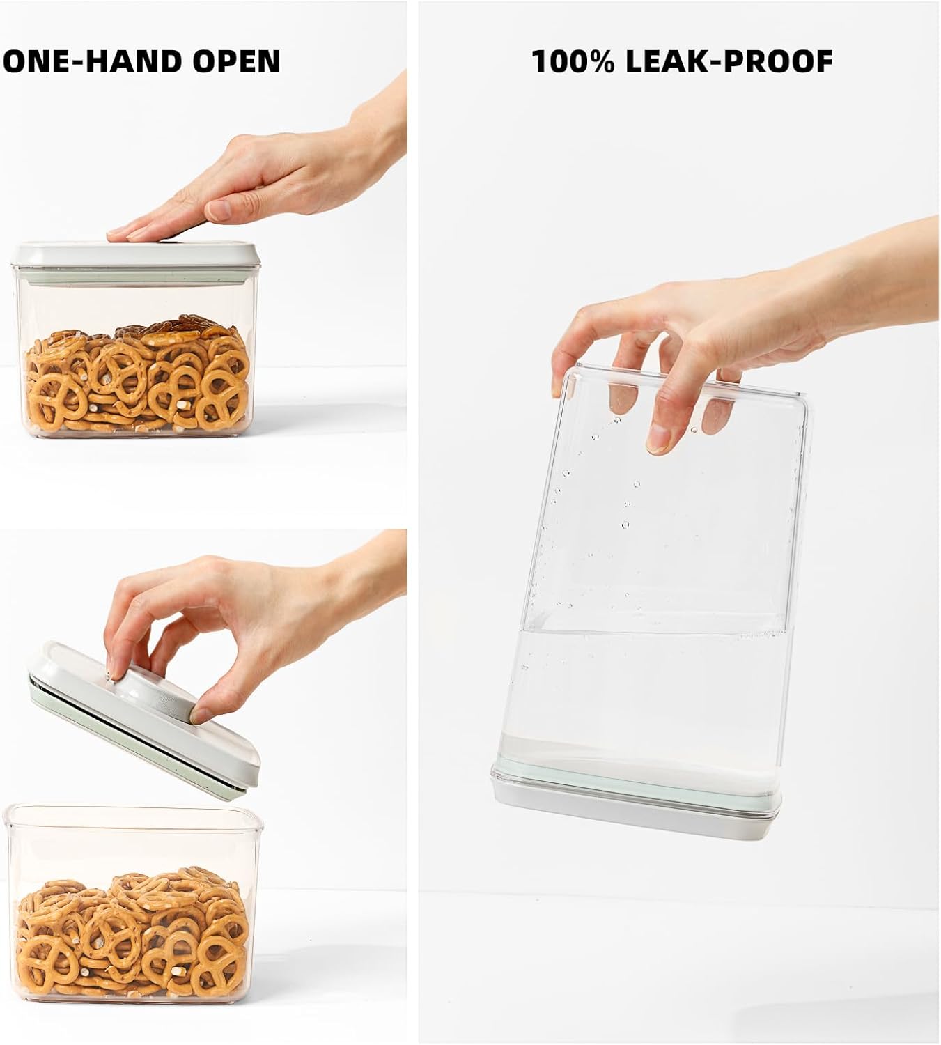 JIMALL Pop Containers for Food Storage, Stackable Food Containers with Lids Airtight, Leak-proof Containers for Cereal Flour & Sugar, 8 Piece Set-3.5Qt,2.9Qt,2.1Qt,1.3Qt