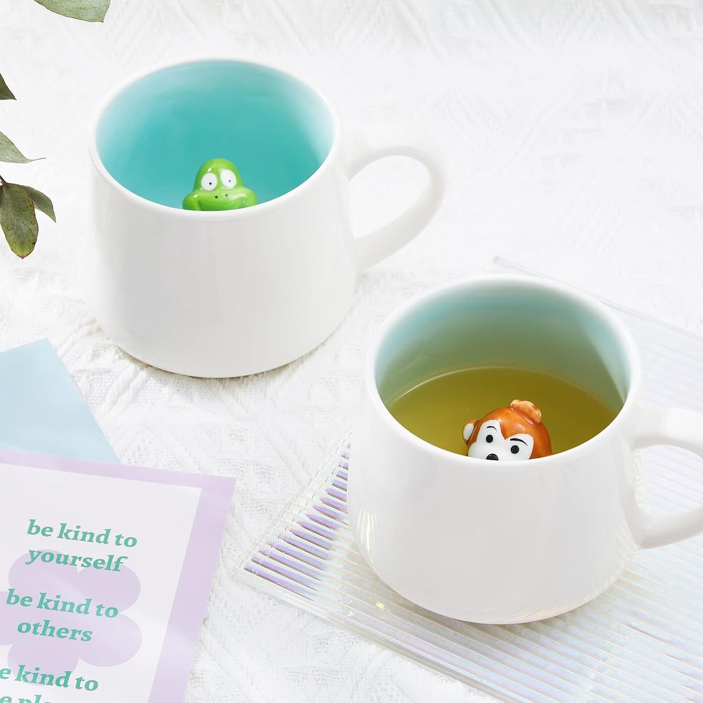 Alpaca Ceramic Cup Hidden 3D Animal Inside Mug,12 oz Cute Cartoon Handmade Figurine Mugs,Christmas Birthday Surprise for Friends Family or Kids (Alpaca)