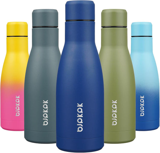 BJPKPK 12oz Water Bottles Stainless Steel Double Wall Vacuum Insulated Small Water Bottles for Travel,Blue