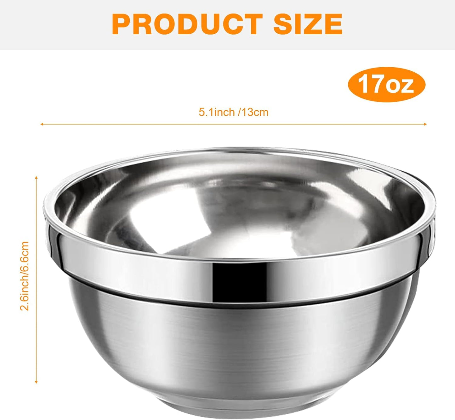 20 Pack Stainless Steel Bowls Set, 17 oz Double Walled Insulated Metal Bowl Bulk for Rice Soup Ice Cream Snacks Salad Cereal Sauces Serving, Easy to Clean, Stackable, 5.1 x 2.6 Inch