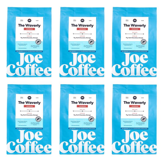 Joe Coffee Company - The Waverly Whole Bean Specialty Coffee, 12 oz Bag (Pack of 6) | NYC Roaster, Rainforest Alliance Certified, Kosher, Climate-Friendly