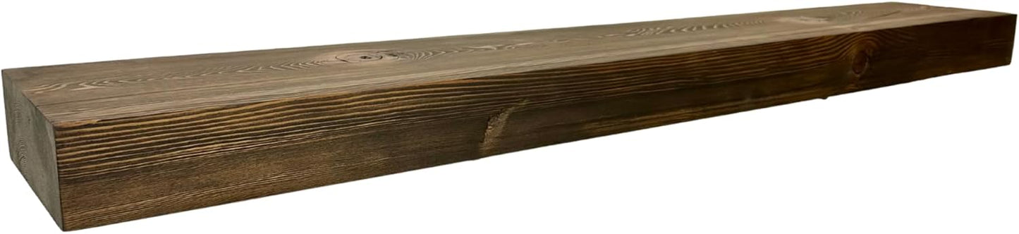 Modern Timber Craft Reclaimed Wood Wall Shelf | Solid Rustic American Barnwood with Steel Floating Shelf Brackets | 2.75" Thickness | 18" L x 5" D, Jacobean, Planed and Sanded