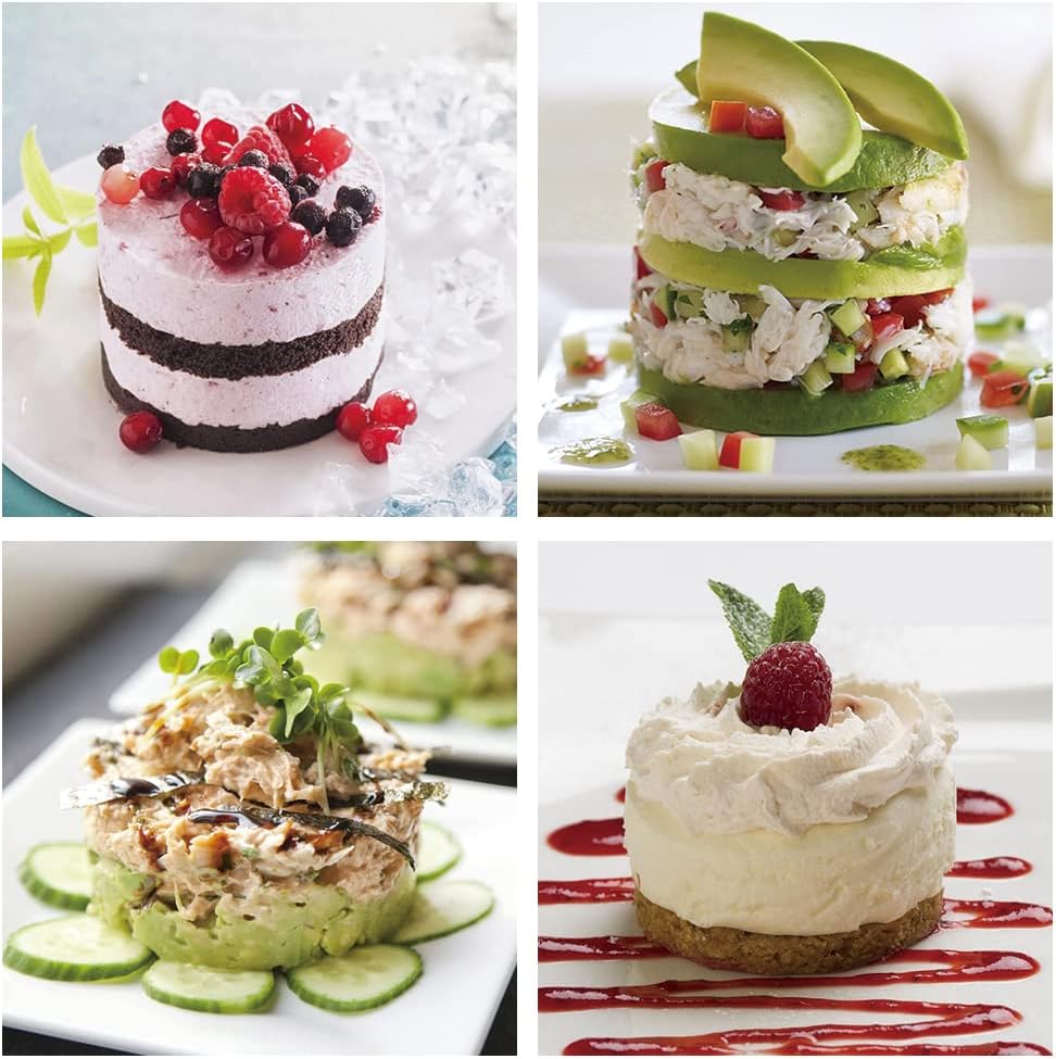 Guowall 1 Pack Seamless Cake Ring Mold Stainless Steel Round Mousse Mould for Baking (Includes 1 Ring, 1 Pusher and 1 Lifter)