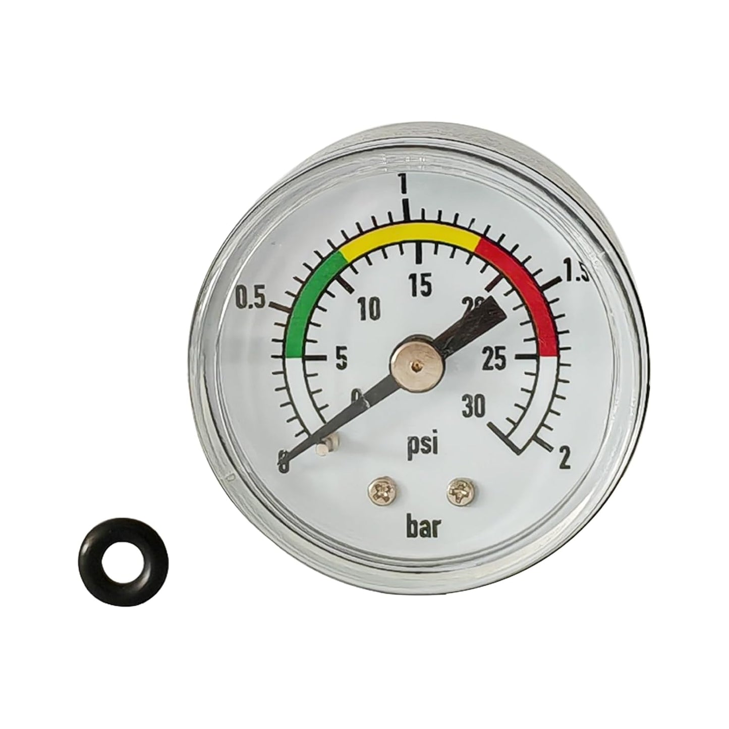 0-30 Psi Low Pressure Gauge, 0-2kPa Pool Filter Pressure Gauge, 1.57" Dial Size, 1/4" NPT Lower Mount, 304 Stainless Steel Case for Sand Filter Pump with O-Ring