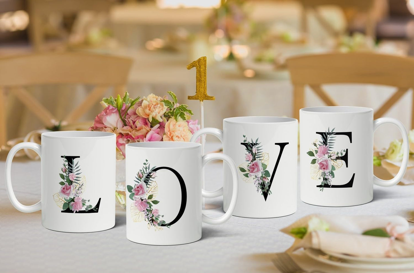 Retreez Initial A-Z Floral Botanical Bouquet Alphabet Monogrammed Monogram Mug 11 Oz Ceramic Tea Coffee Mugs - Appreciation Thank You Wedding Birthday Gifts for her friend coworker sister - S Initial