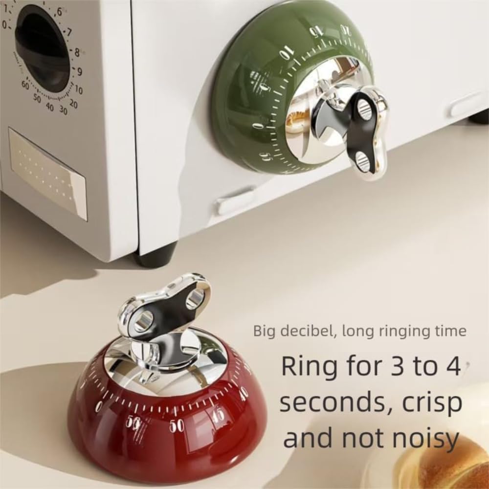 Kitchen Timers for Cooking, 100% Mechanical Cooking Timer，No Batteries Required，Magnetic Back.(Green)