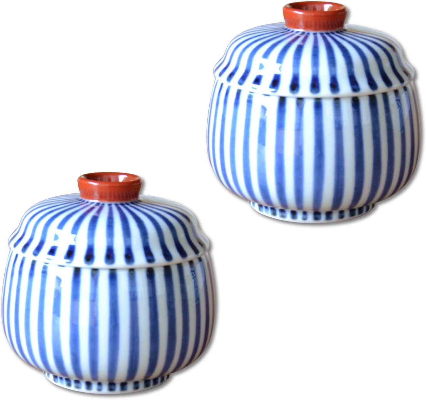 有田焼やきもの市場 Chawanmushi Cups with Lids Set of 2 Japanese Chawan Mushi Arita Imari ware Made in Japan Shumaki Tokusa