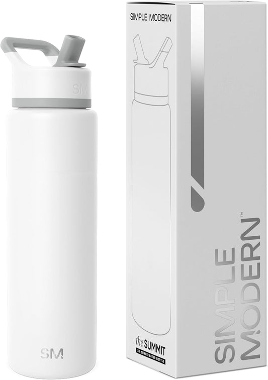 Simple Modern Water Bottle with Straw Lid | Vacuum Insulated Stainless Steel Metal Thermos | Reusable Leak Proof BPA-Free Flask for Sports Gym | Summit Collection | 30oz, Winter White Mix