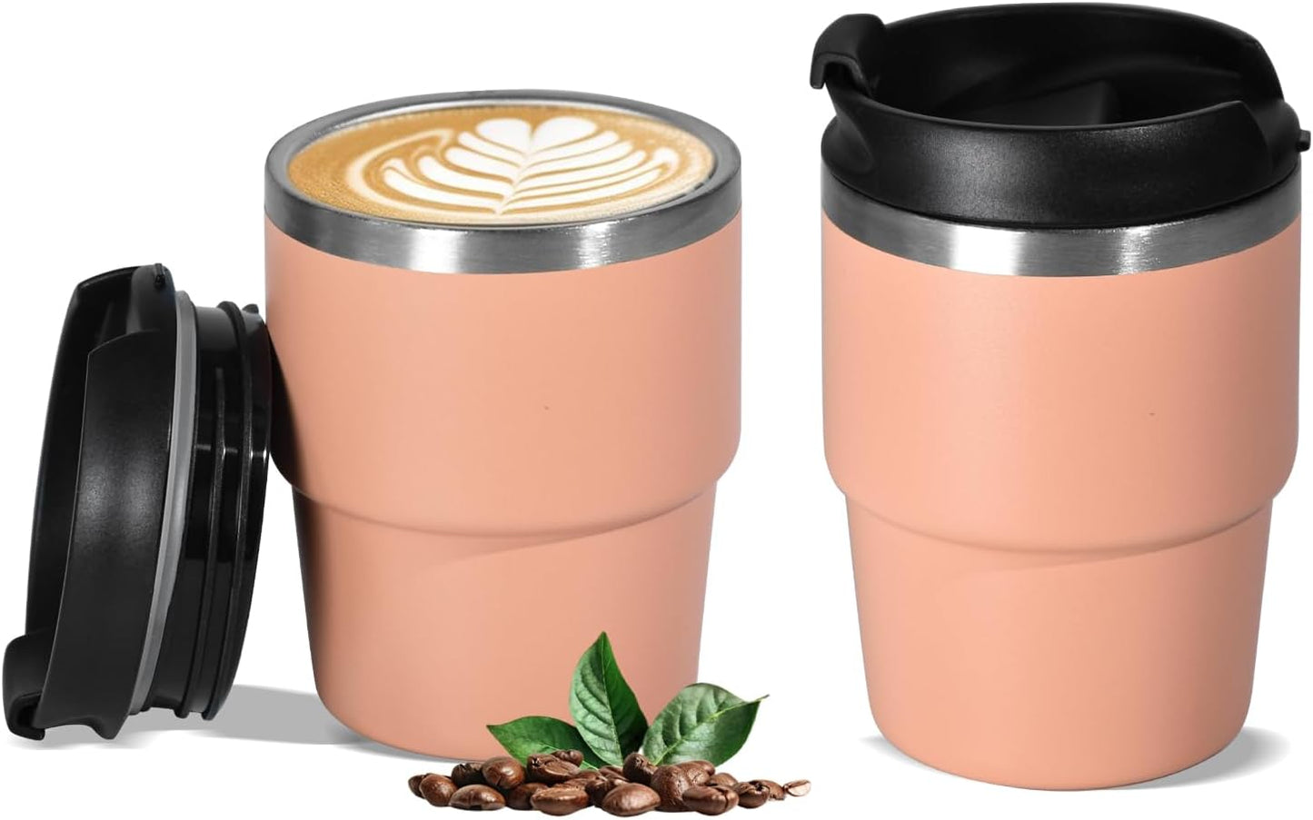 6oz Vacuum Insulated Espresso Cup Set of 2, Espresso Shot Cup for Coffee, Double Wall Stainless Steel Mini Tumbler Shot Glasses with Lid